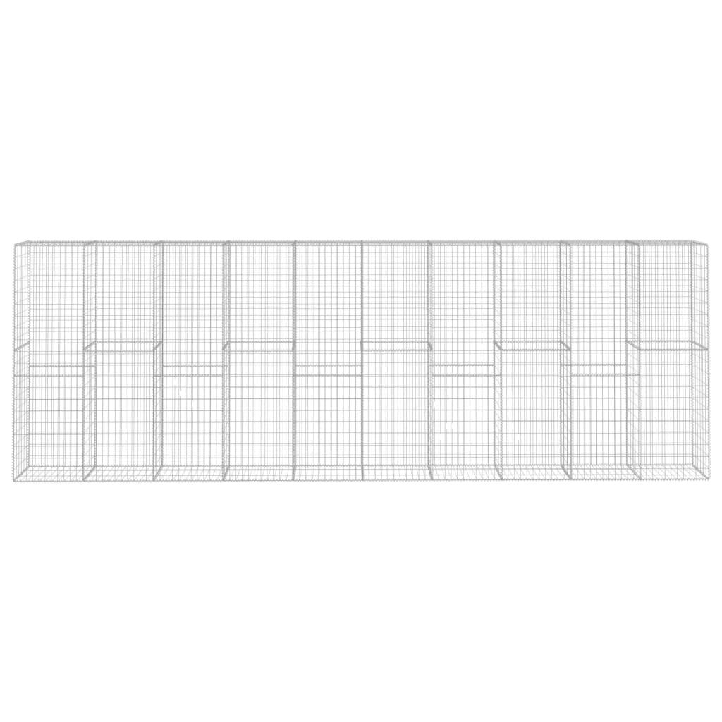 gabionvæg med dæksler galvaniseret stål 600 x 50 x 200 cm