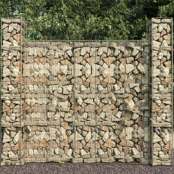 gabionvæg med dæksler galvaniseret stål 600 x 50 x 200 cm