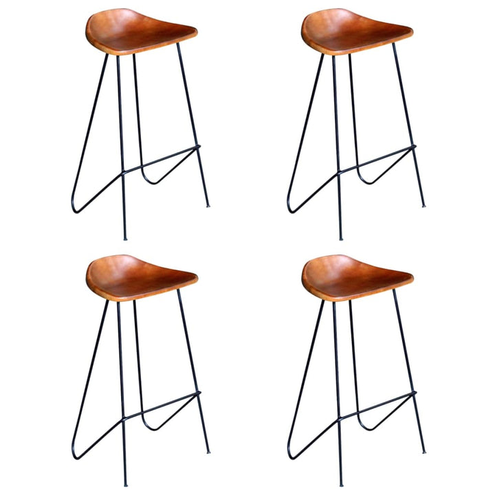 barstole 4 stk. ægte læder brun
