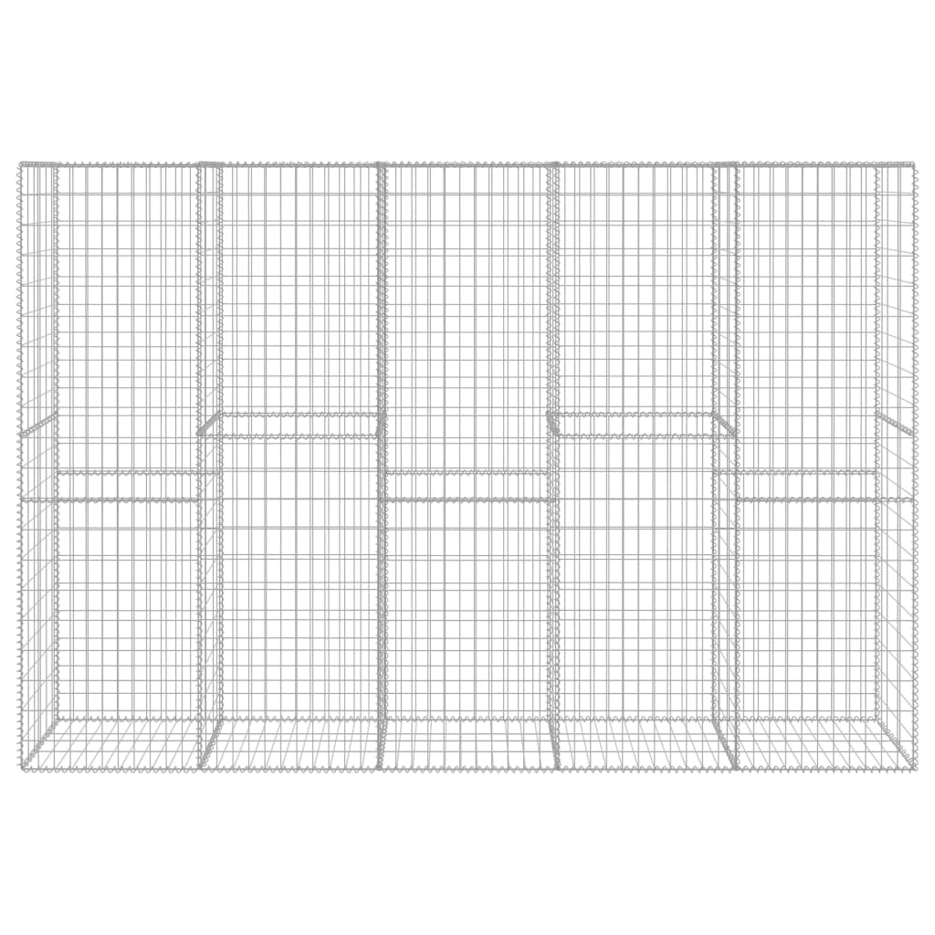 gabionvæg med dæksler galvaniseret stål 300 x 50 x 200 cm