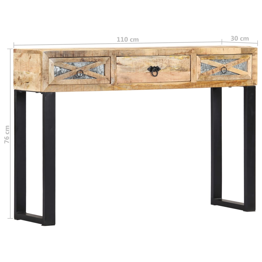 konsolbord massivt mangotræ 110 x 30 x 76 cm