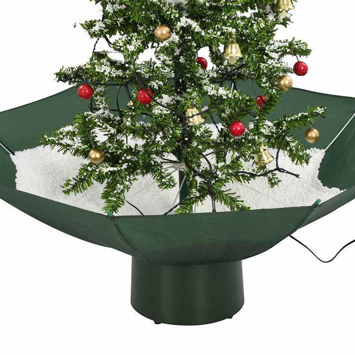 juletræ med snefald paraplyfod 75 cm grøn