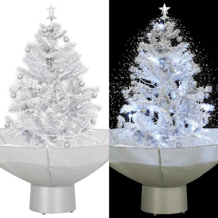 juletræ med snefald paraplyfod 75 cm hvid