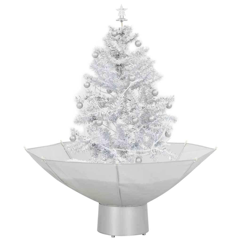 juletræ med snefald paraplyfod 75 cm hvid