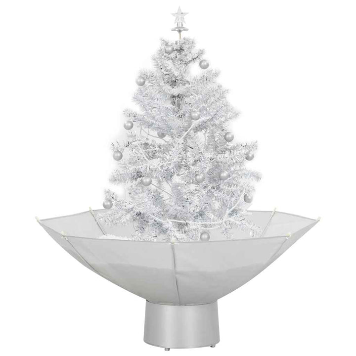 juletræ med snefald paraplyfod 75 cm hvid
