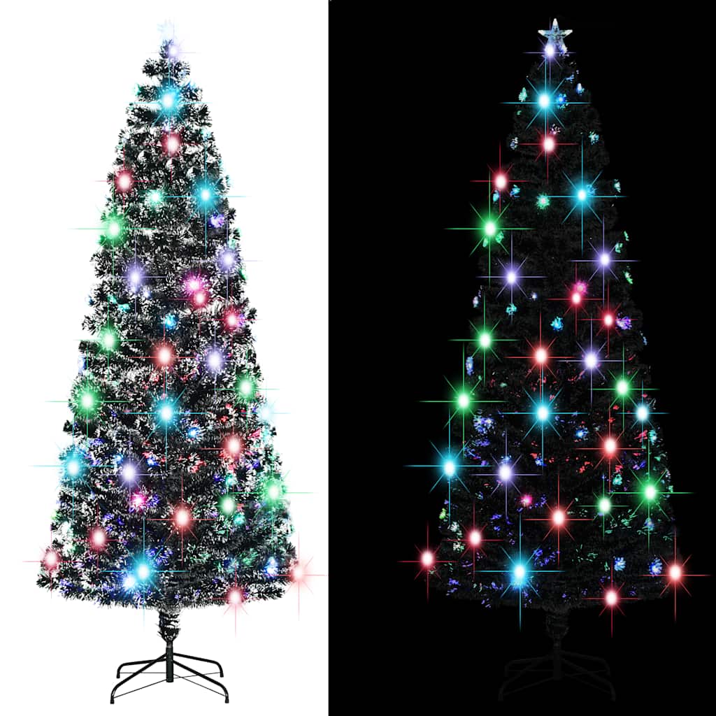juletræ med juletræsfod og lys 240 cm fiberoptisk
