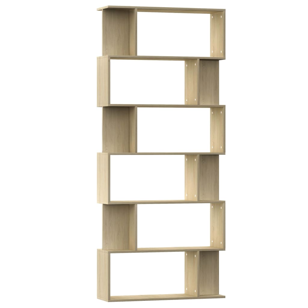 bogreol/rumdeler 80x24x192 cm konstrueret træ sonoma-eg