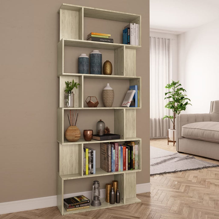 bogreol/rumdeler 80x24x192 cm konstrueret træ sonoma-eg