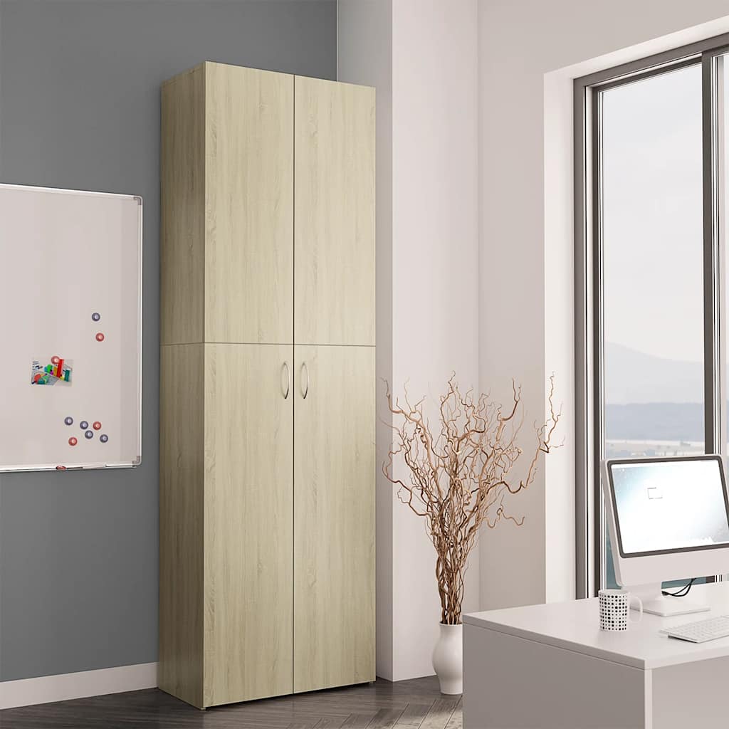 kontorskab 60x32x190 cm konstrueret træ sonoma-eg