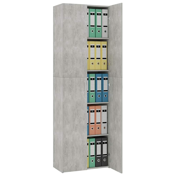 kontorskab 60x32x190 cm konstrueret træ betongrå