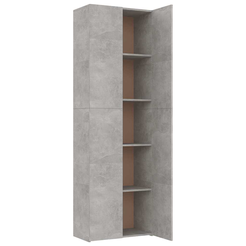 kontorskab 60x32x190 cm konstrueret træ betongrå