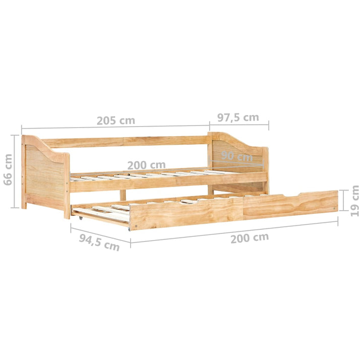 sengstel udtræksseng 90 x 200 cm fyrretræ