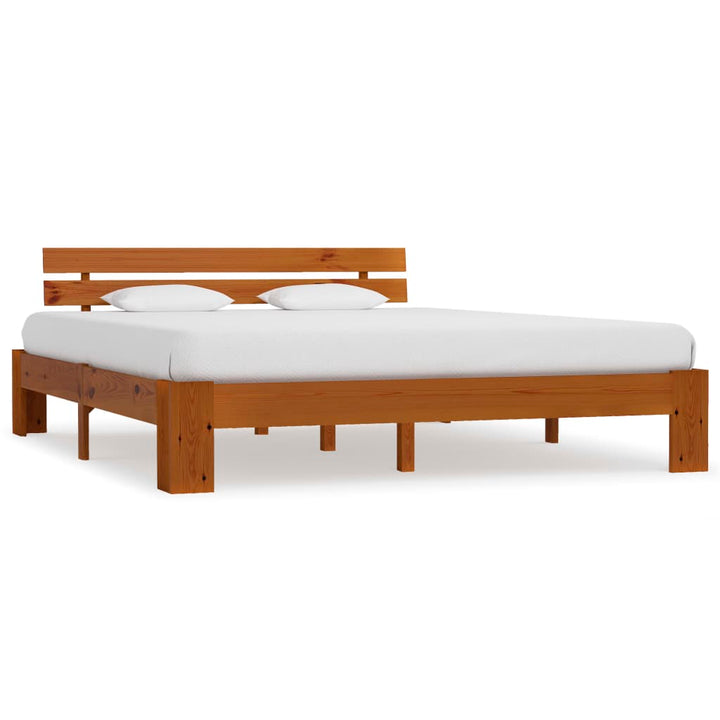 sengeramme med sengegavl 180x200 cm massivt fyrretræ gyldenbrun