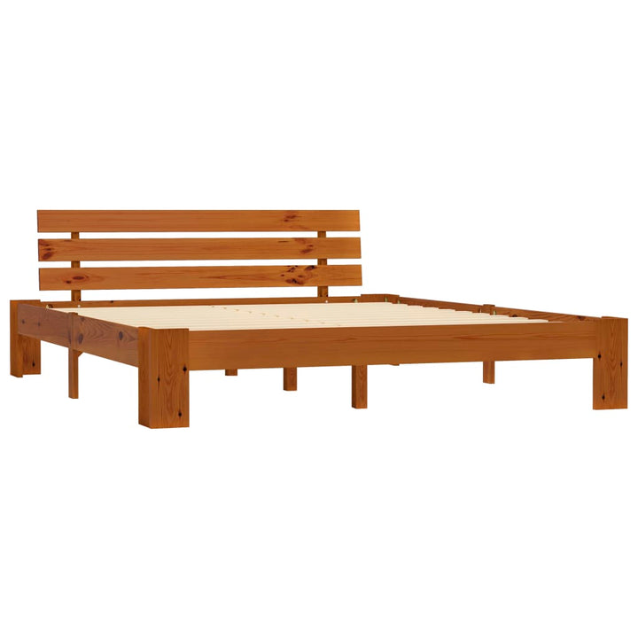 sengeramme med sengegavl 180x200 cm massivt fyrretræ gyldenbrun