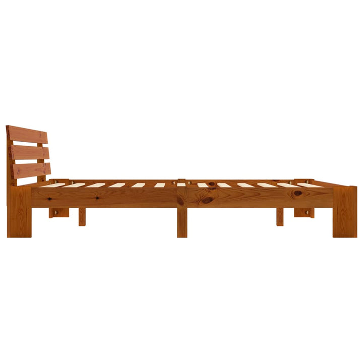 sengeramme med sengegavl 180x200 cm massivt fyrretræ gyldenbrun