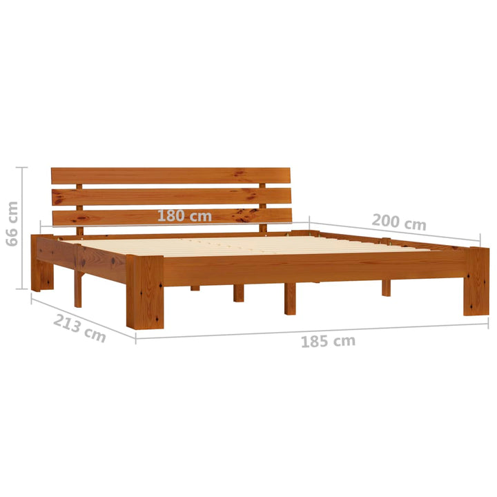 sengeramme med sengegavl 180x200 cm massivt fyrretræ gyldenbrun