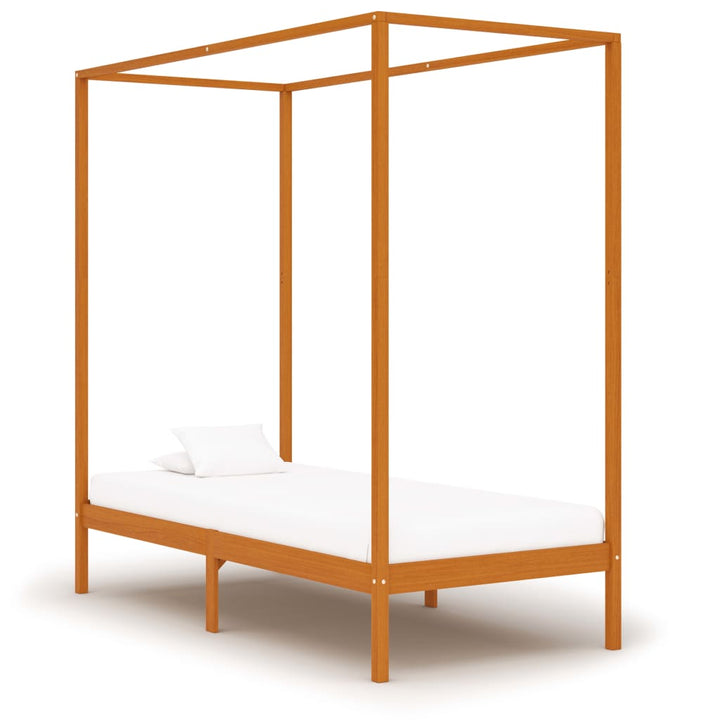 sengestel til himmelseng 100x200 cm massivt fyrretræ gyldenbrun