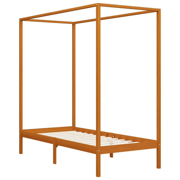 sengestel til himmelseng 100x200 cm massivt fyrretræ gyldenbrun
