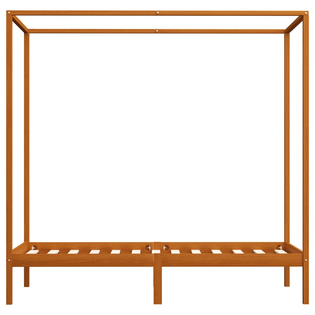 sengestel til himmelseng 100x200 cm massivt fyrretræ gyldenbrun