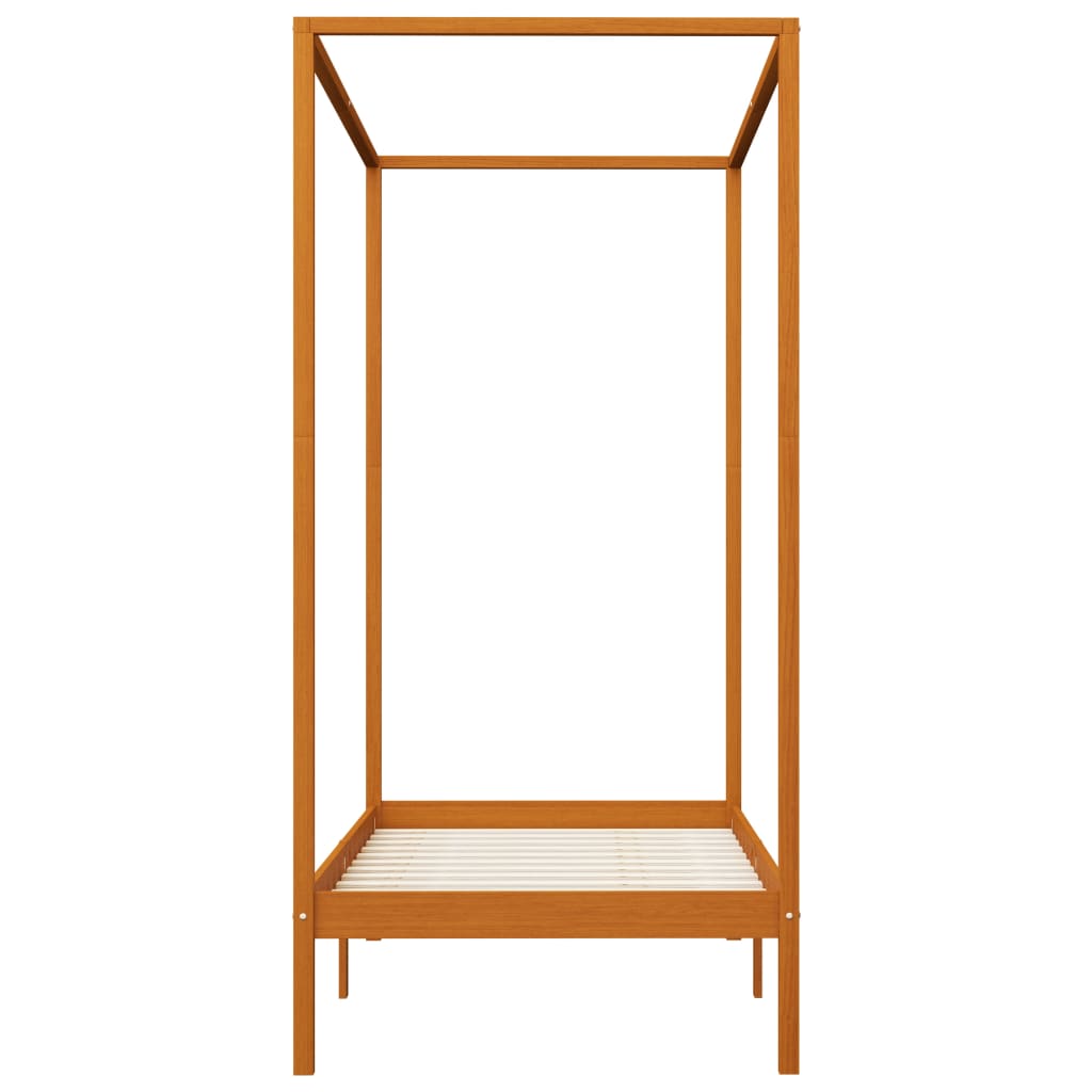 sengestel til himmelseng 100x200 cm massivt fyrretræ gyldenbrun