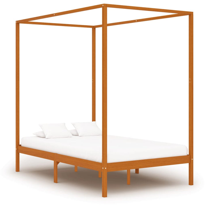 sengestel til himmelseng 120x200 cm massivt fyrretræ gyldenbrun