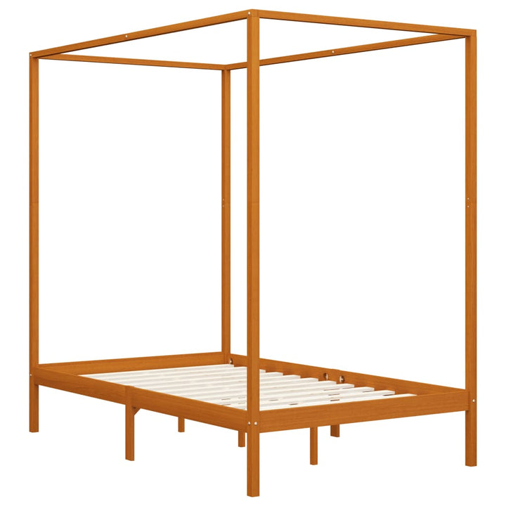 sengestel til himmelseng 120x200 cm massivt fyrretræ gyldenbrun
