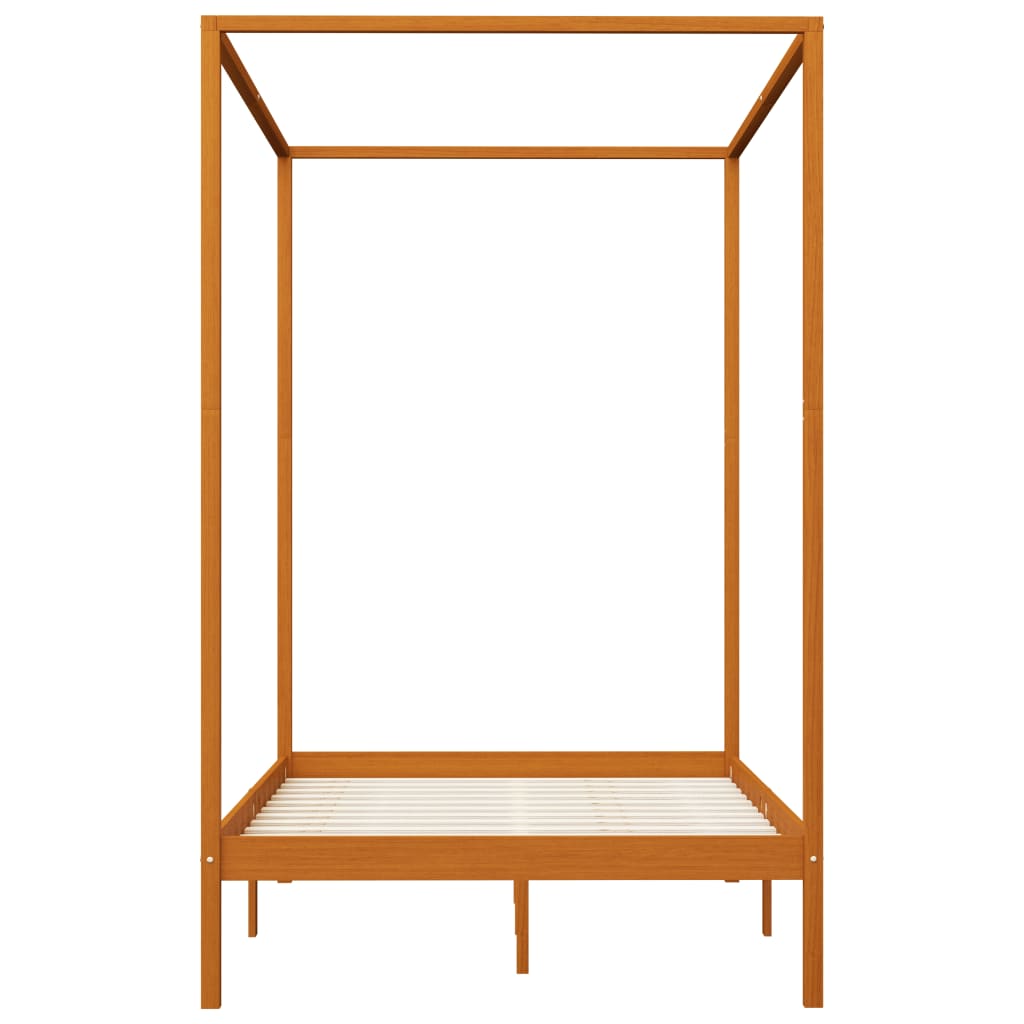 sengestel til himmelseng 120x200 cm massivt fyrretræ gyldenbrun
