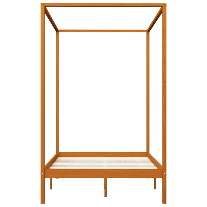 sengestel til himmelseng 120x200 cm massivt fyrretræ gyldenbrun