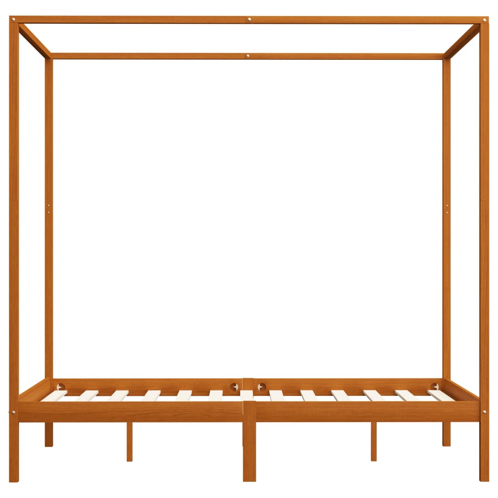 sengestel til himmelseng 120x200 cm massivt fyrretræ gyldenbrun