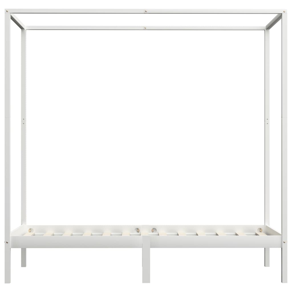 sengestel til himmelseng 100 x 200 cm massivt fyrretræ hvid
