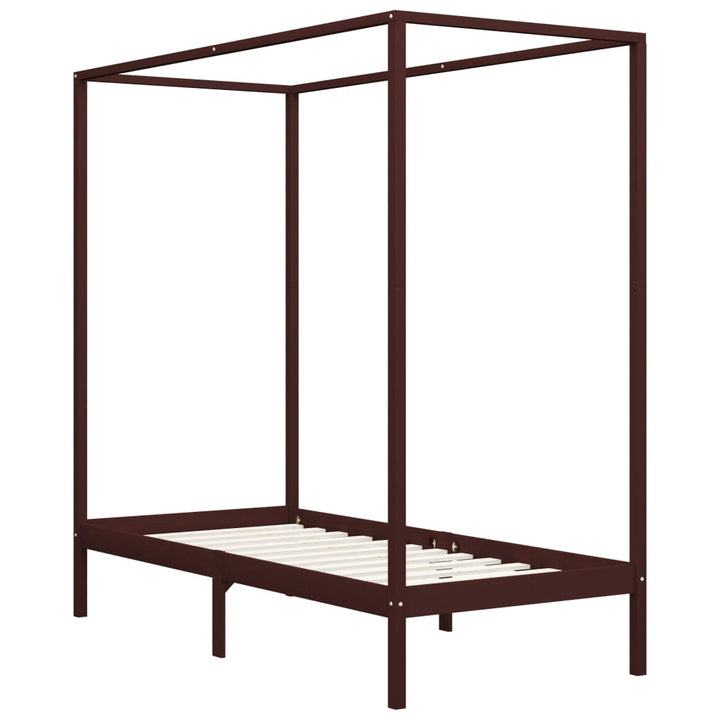 sengestel til himmelseng 90 x 200 cm massivt fyrretræ mørkebrun