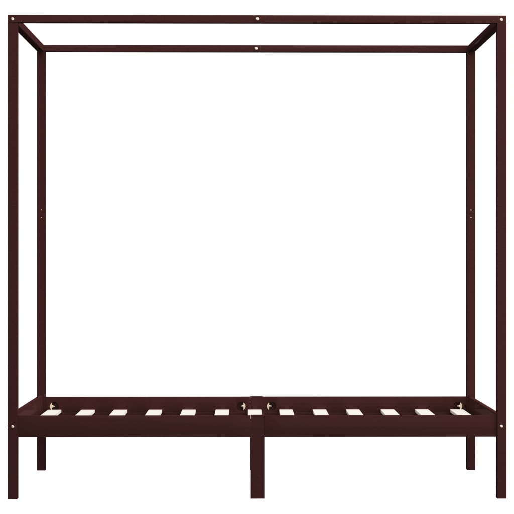 sengestel til himmelseng 90 x 200 cm massivt fyrretræ mørkebrun