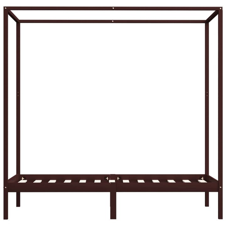 sengestel til himmelseng 90 x 200 cm massivt fyrretræ mørkebrun