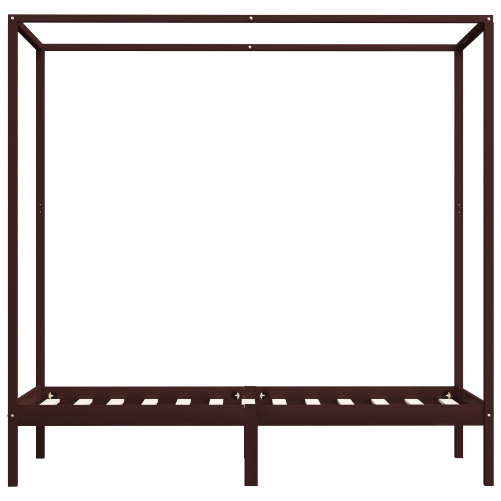 sengestel til himmelseng 100 x 200 cm massiv fyrretræ mørkebrun