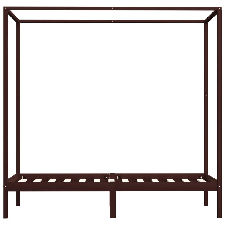 sengestel til himmelseng 100 x 200 cm massiv fyrretræ mørkebrun