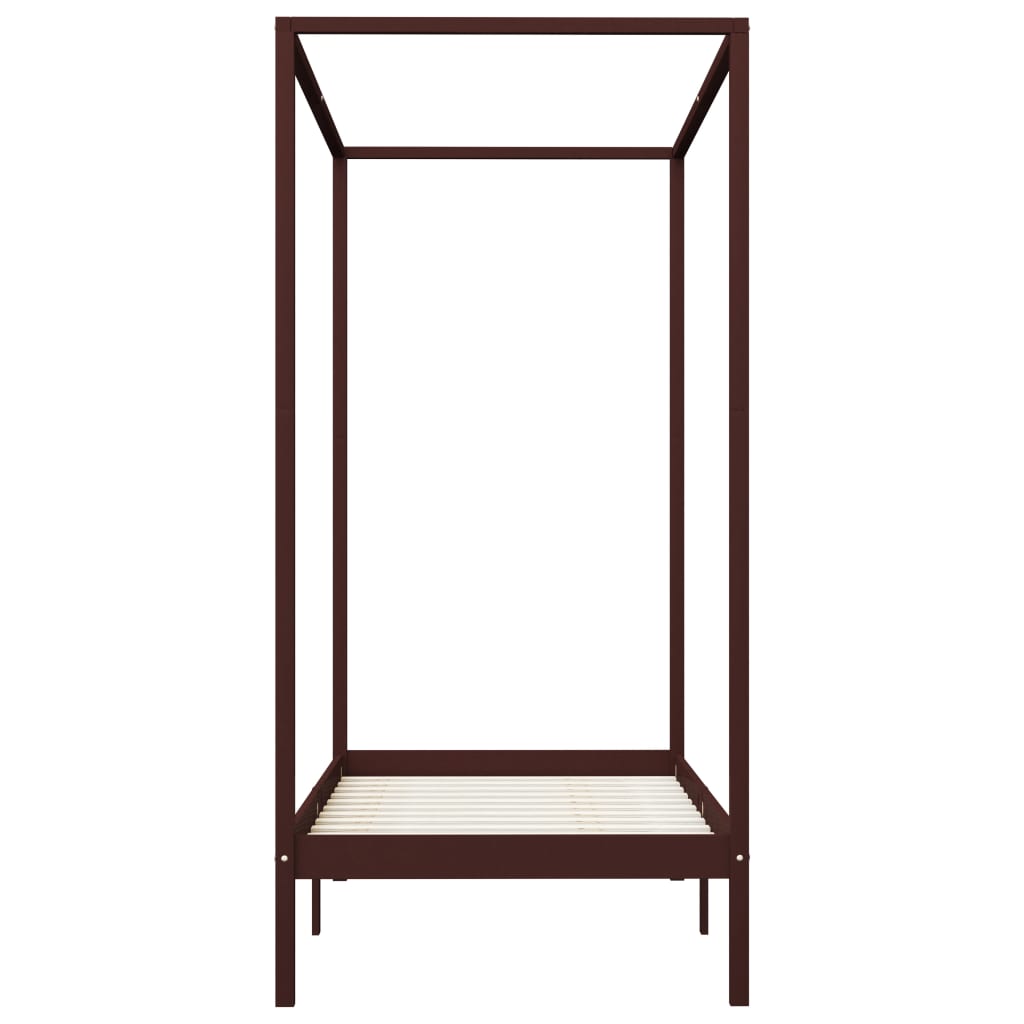 sengestel til himmelseng 100 x 200 cm massiv fyrretræ mørkebrun