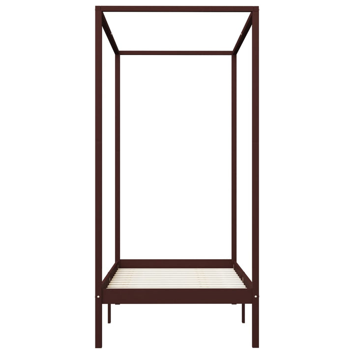 sengestel til himmelseng 100 x 200 cm massiv fyrretræ mørkebrun