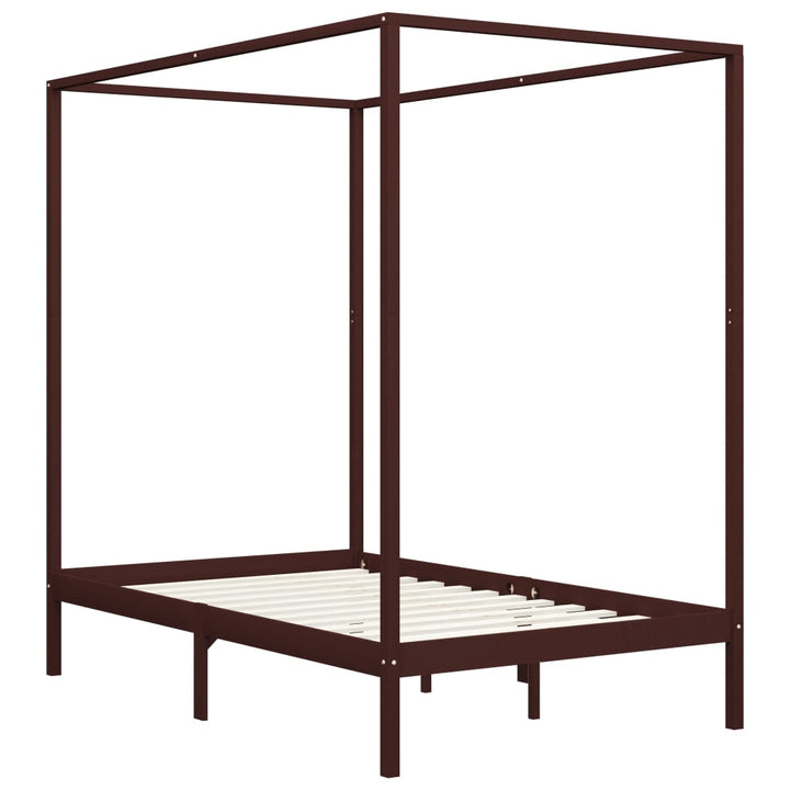 sengestel til himmelseng 120 x 200 cm massiv fyrretræ mørkebrun