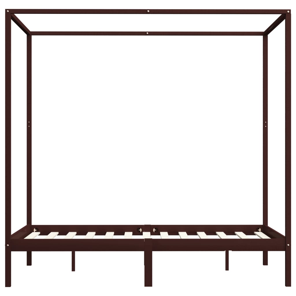 sengestel til himmelseng 120 x 200 cm massiv fyrretræ mørkebrun