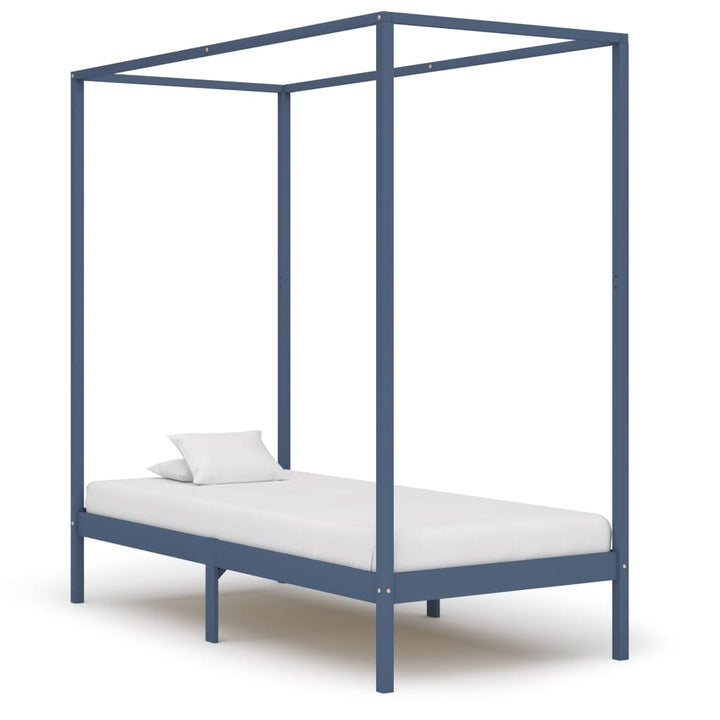 sengestel til himmelseng 100 x 200 cm massivt fyrretræ grå