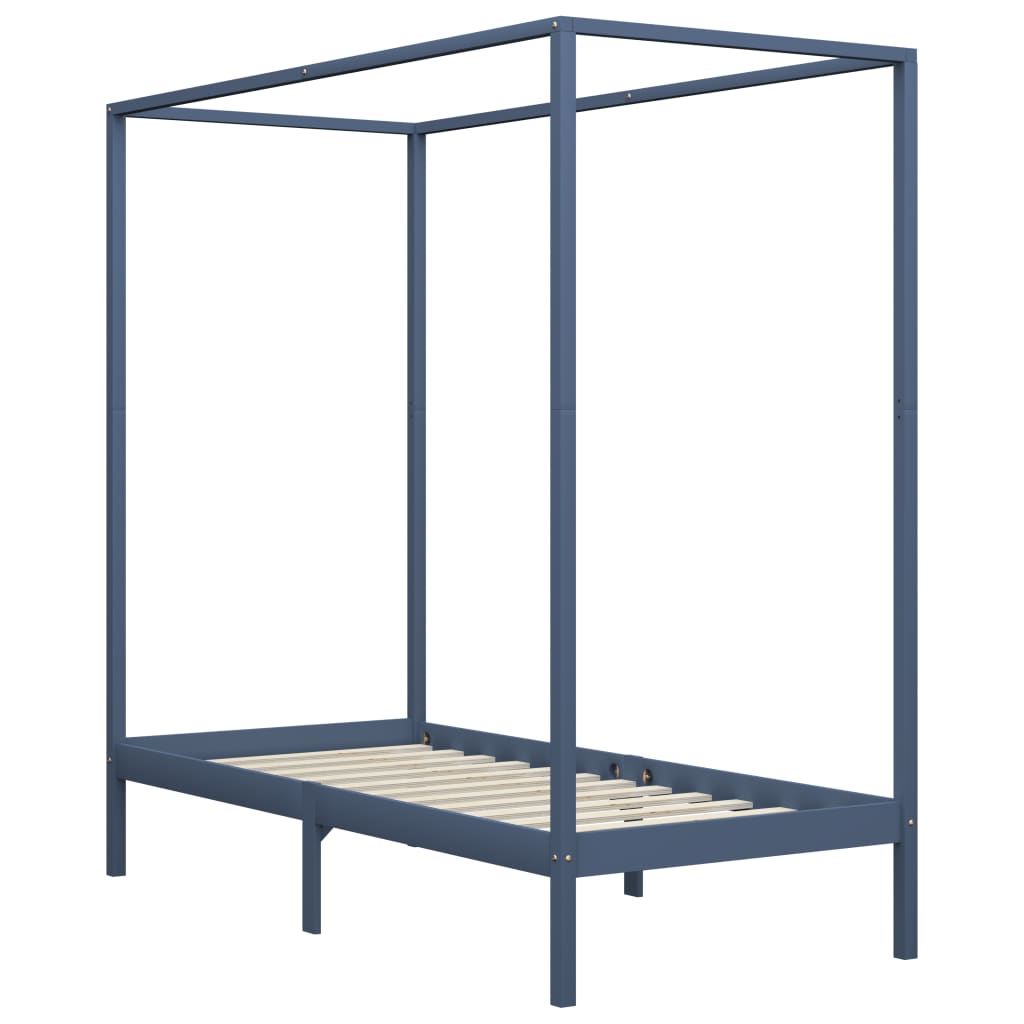 sengestel til himmelseng 100 x 200 cm massivt fyrretræ grå