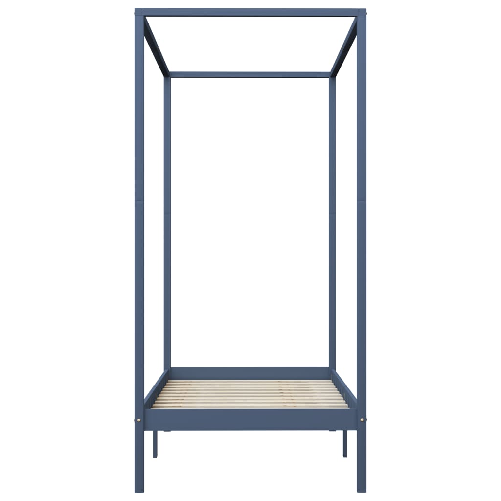 sengestel til himmelseng 100 x 200 cm massivt fyrretræ grå