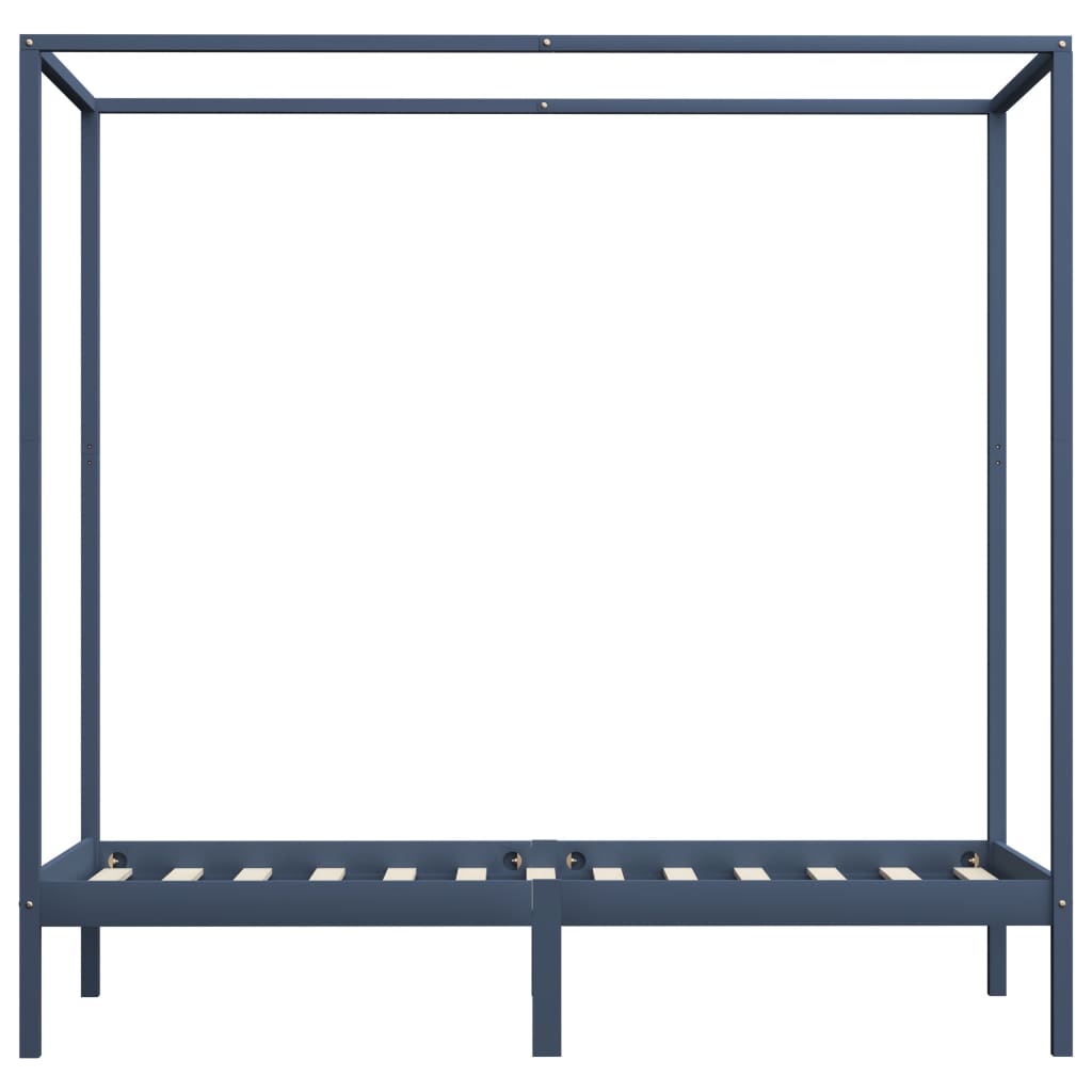 sengestel til himmelseng 100 x 200 cm massivt fyrretræ grå