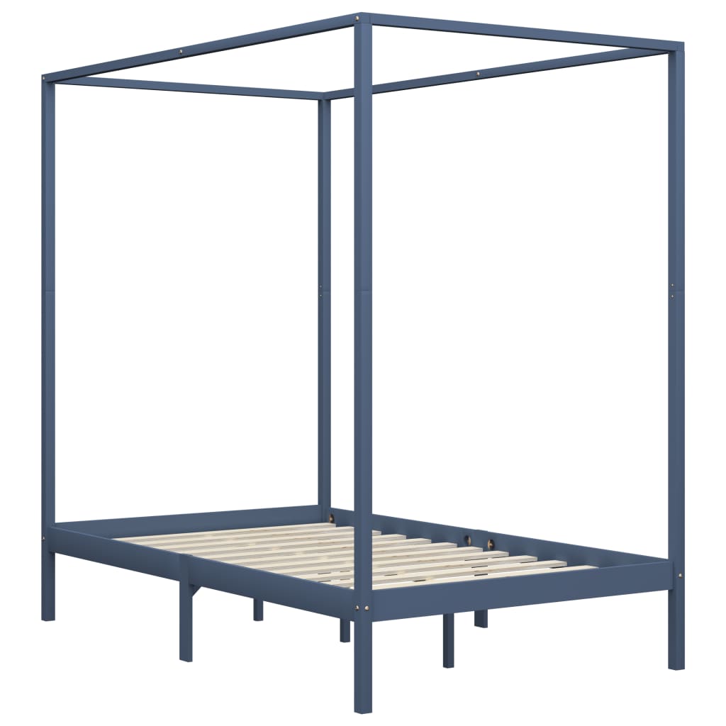 sengestel til himmelseng 120 x 200 cm massivt fyrretræ grå