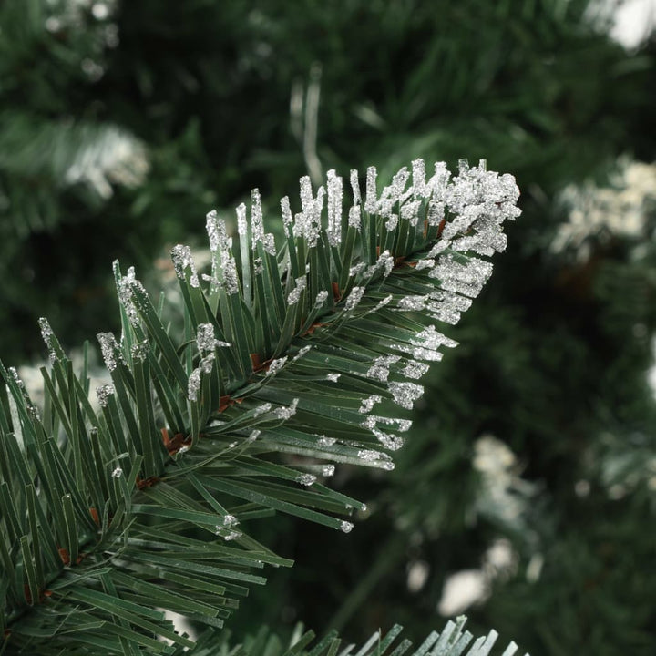 kunstigt juletræ med grankogler og hvidt glitter 210 cm