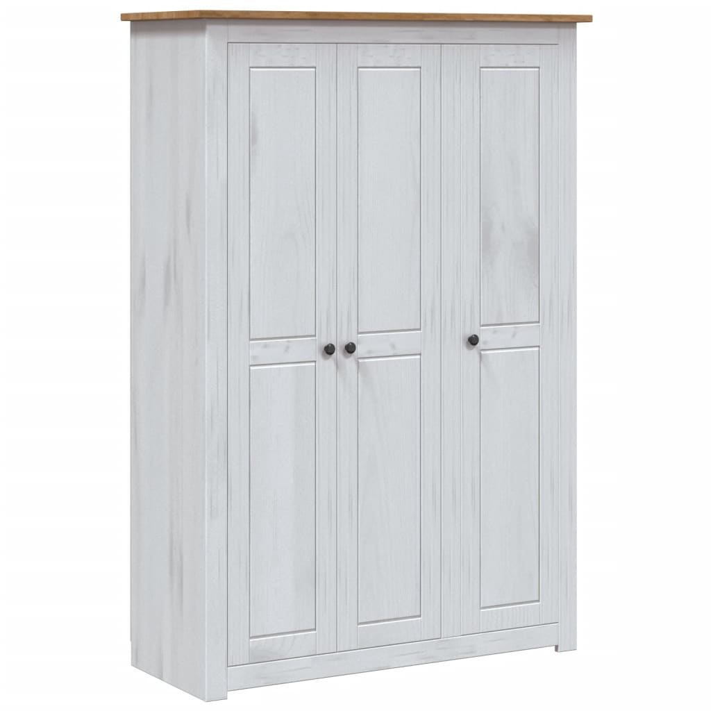 klædeskab med 3 låger 118 x 50 x 171,5 cm fyrretræ hvid Panama