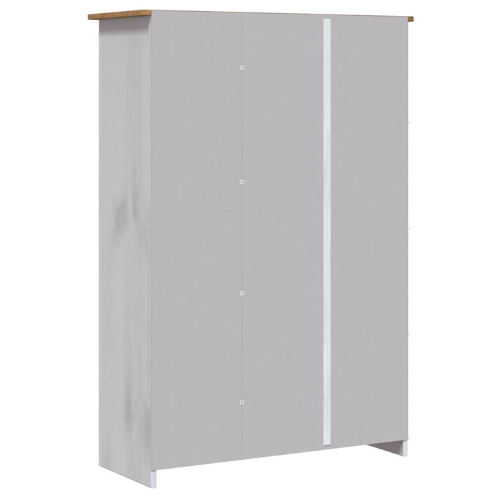 klædeskab med 3 låger 118 x 50 x 171,5 cm fyrretræ hvid Panama