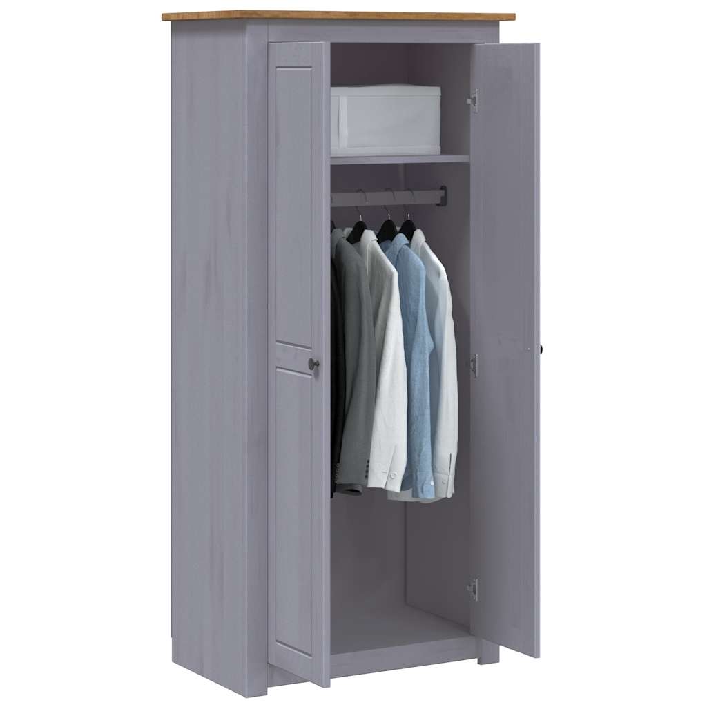 klædeskab Panama-serien 80x50x171,5 cm massivt fyrretræ grå