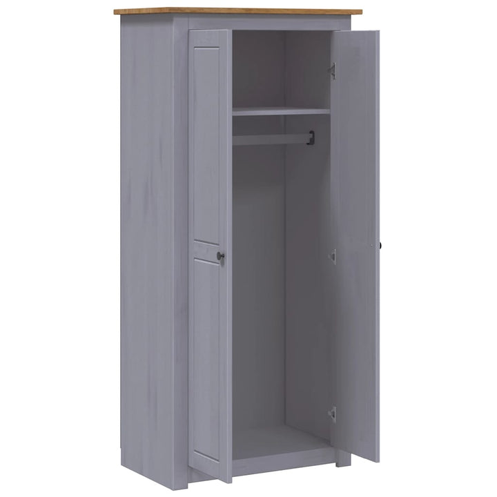 klædeskab Panama-serien 80x50x171,5 cm massivt fyrretræ grå
