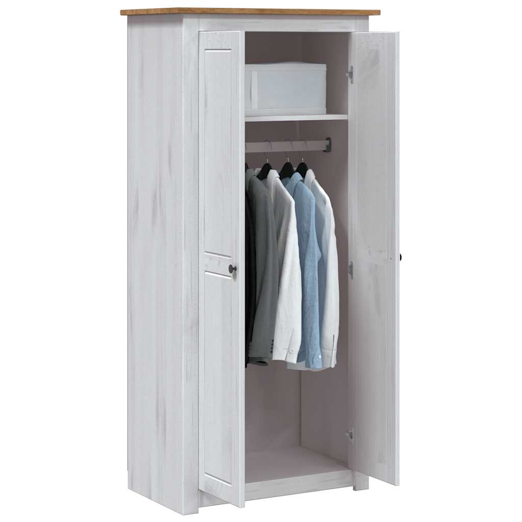 klædeskab Panama-serien 80x50x171,5 cm massivt fyrretræ hvid